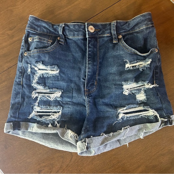Distressed High Rise Denim Shorts - Picture 2 of 6